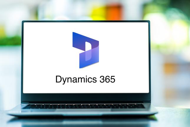 Dynamics 365 logo on laptop screen