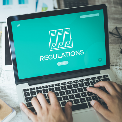 Computer screen with the word regulations written on the screen