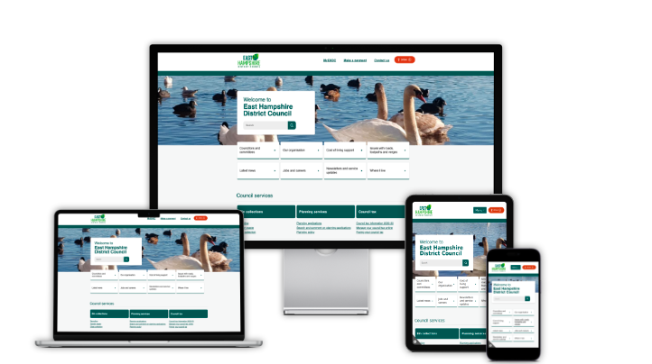Device screens with council website in different responsive levels 