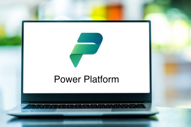 Power platform logo on laptop screen