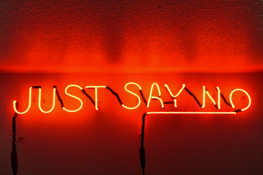 "just say no" in neon lights