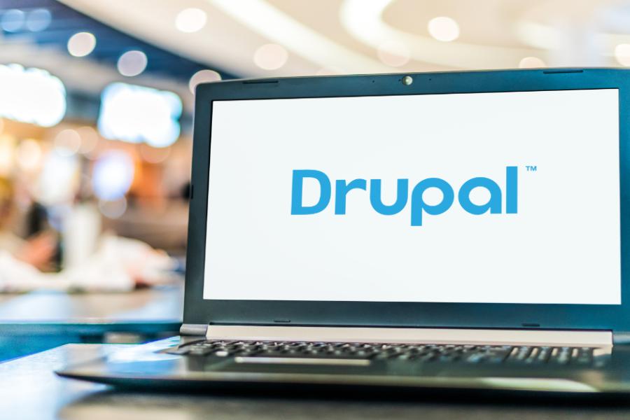 drupal logo on a laptop screen